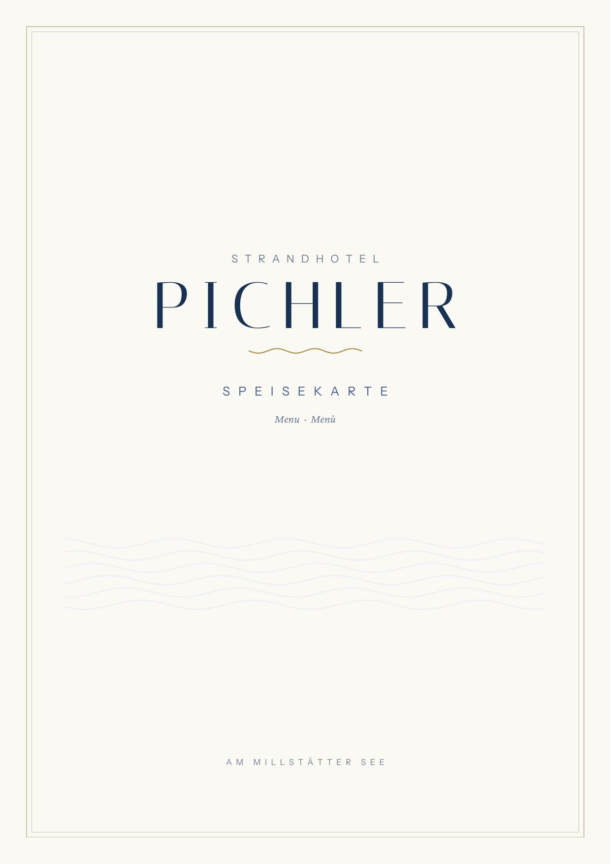 Cover der Speisekarte des Strandhotel Pichler